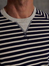 Dario Terrycloth Sweatshirt in Navy/Off-White Stripe