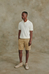 Pierre Cotton Knit Polo in Cream