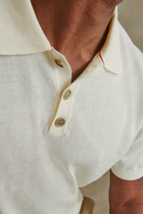 Pierre Cotton Knit Polo in Cream