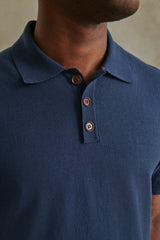 Pierre Cotton Knit Polo in Navy