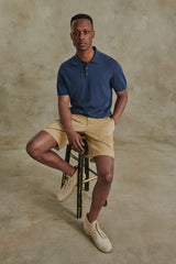 Pierre Cotton Knit Polo in Navy