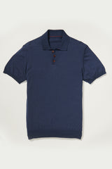 Pierre Cotton Knit Polo in Navy