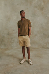 Pierre Cotton Knit Polo in Army Green