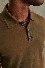 Pierre Cotton Knit Polo in Army Green