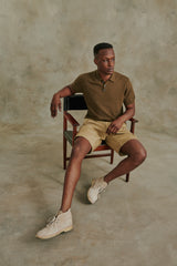 Pierre Cotton Knit Polo in Army Green