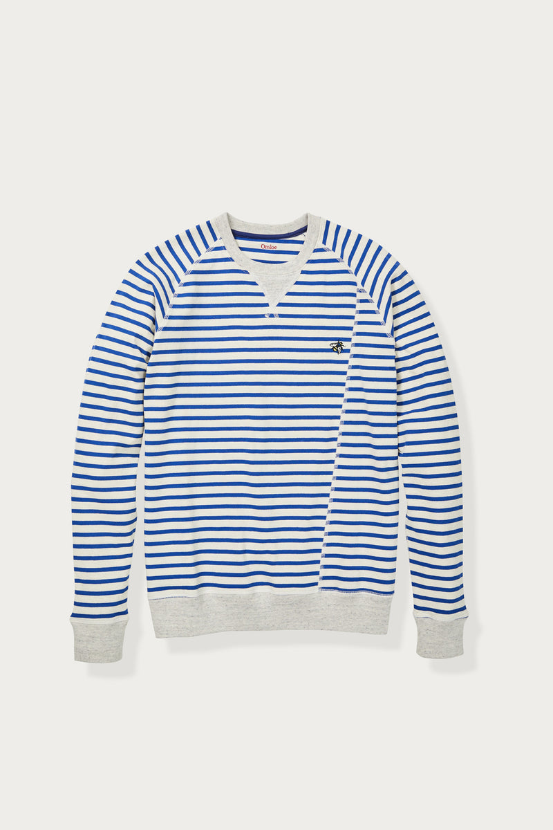 Dario Terrycloth Sweatshirt in Off-White/Blue Stripe