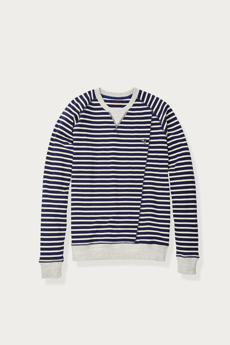 Dario Terrycloth Sweatshirt in Navy/Off-White Stripe