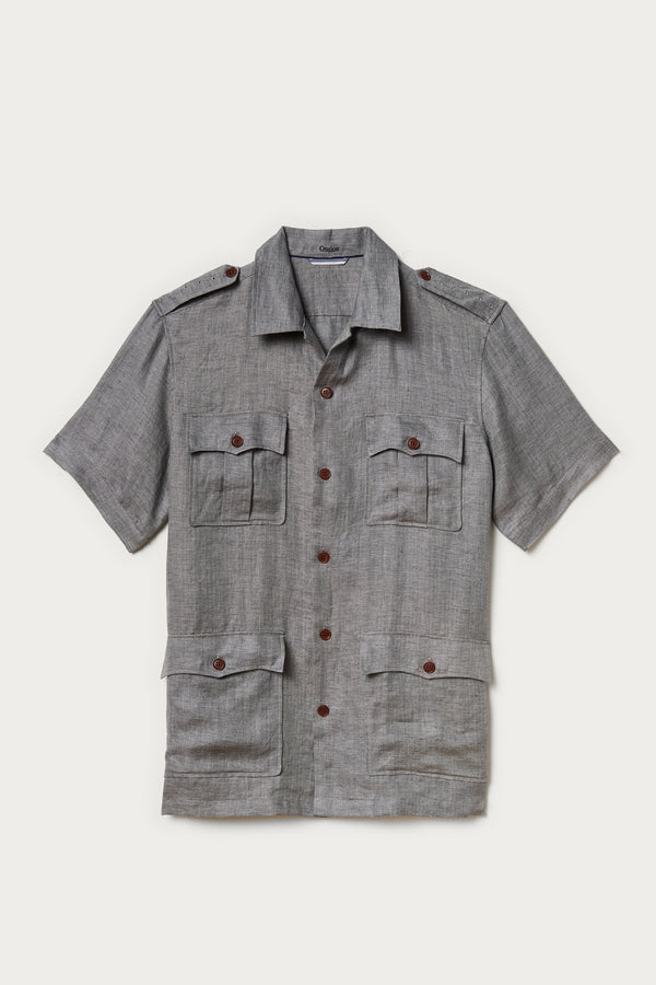 Turenne Linen Safari Shirt in Grey