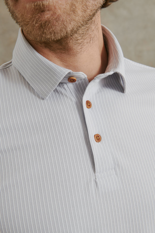 Seabrook Stripe Polo in Grey