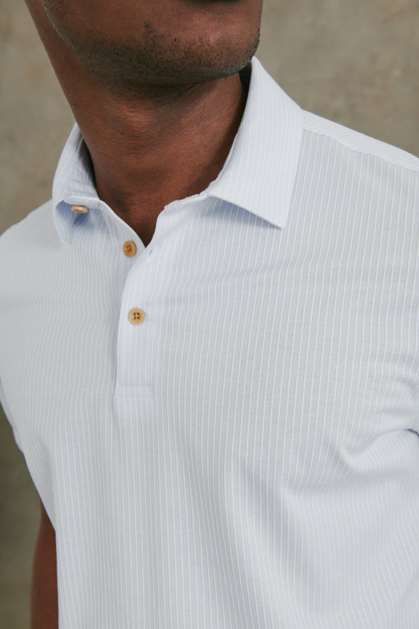 Seabrook Stripe Polo in Blue