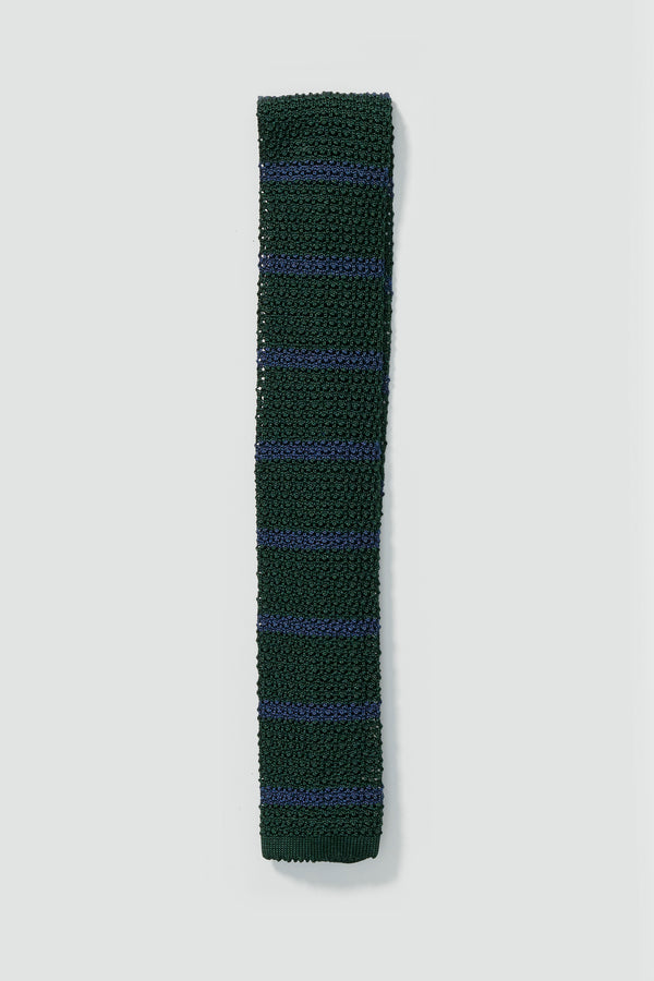 Ossabaw Silk Knit Tie in Field-Green/Lavender Stripe