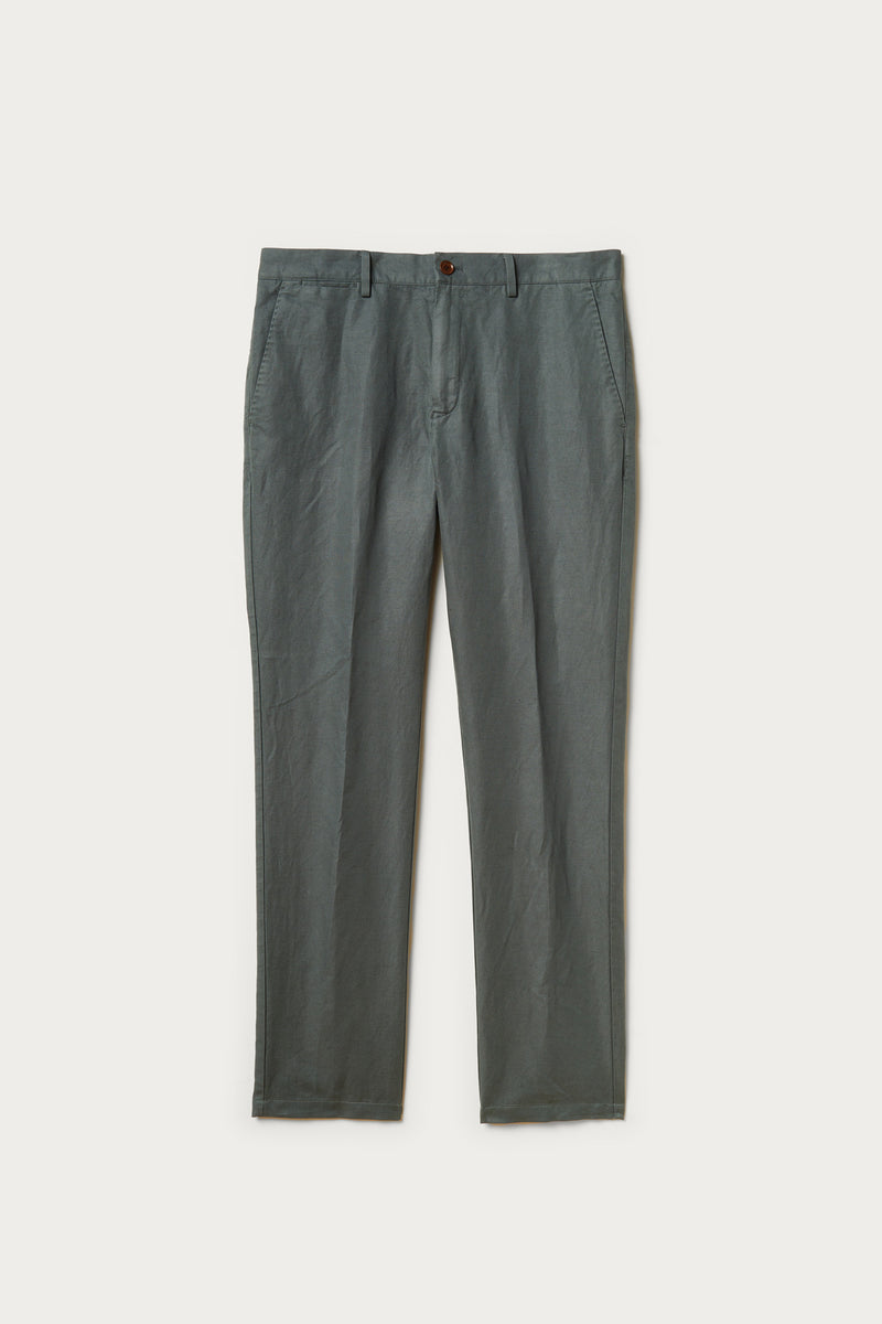 Gwinnett Linen Cotton Chino in Steel-Blue