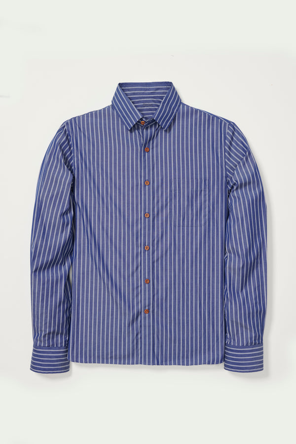 Waldburg Shirt in Blue & White Pinstripe