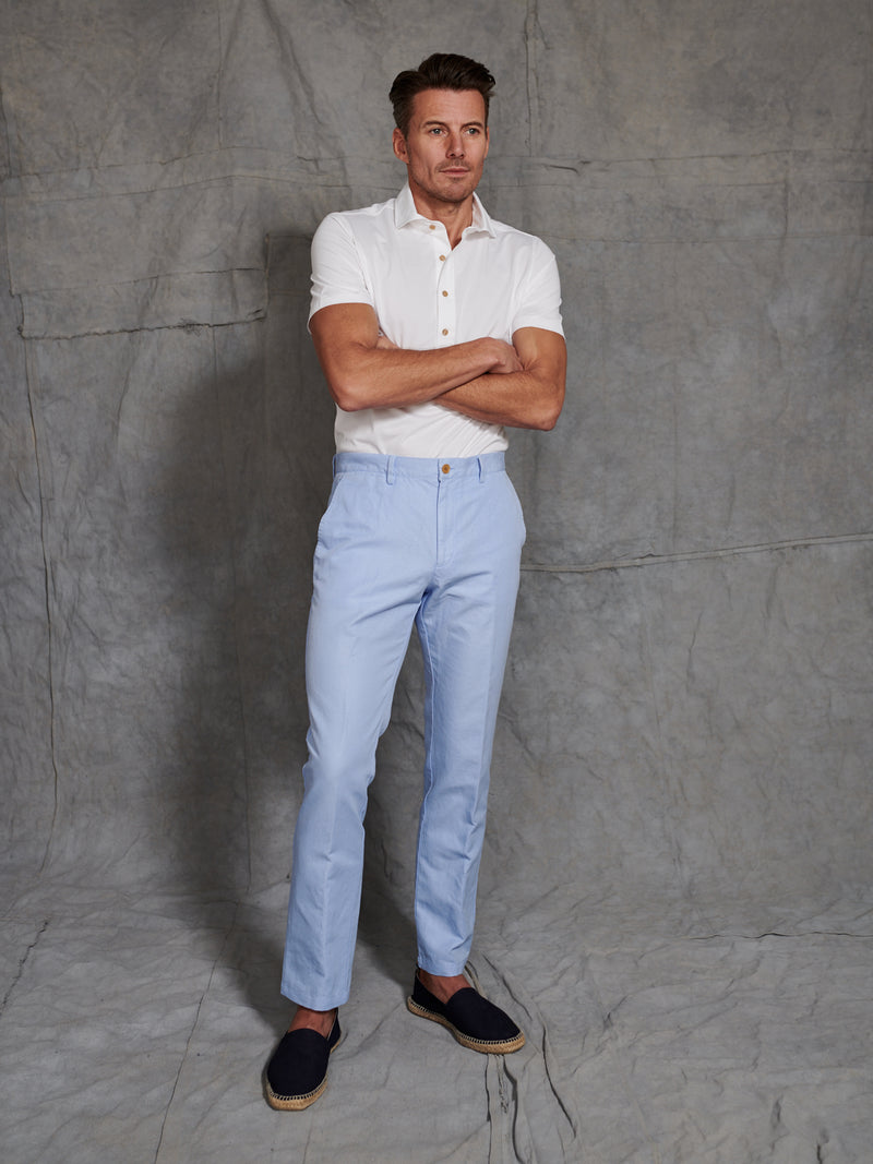 Gwinnett Linen Cotton Chino in Light-Blue