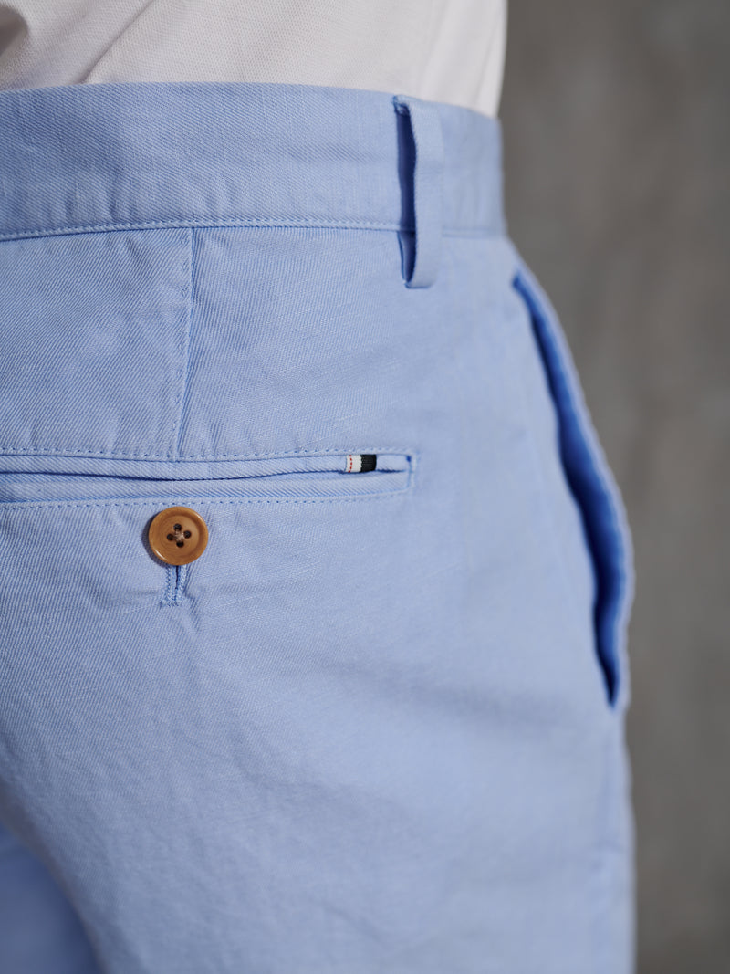Gwinnett Linen Cotton Chino in Light-Blue
