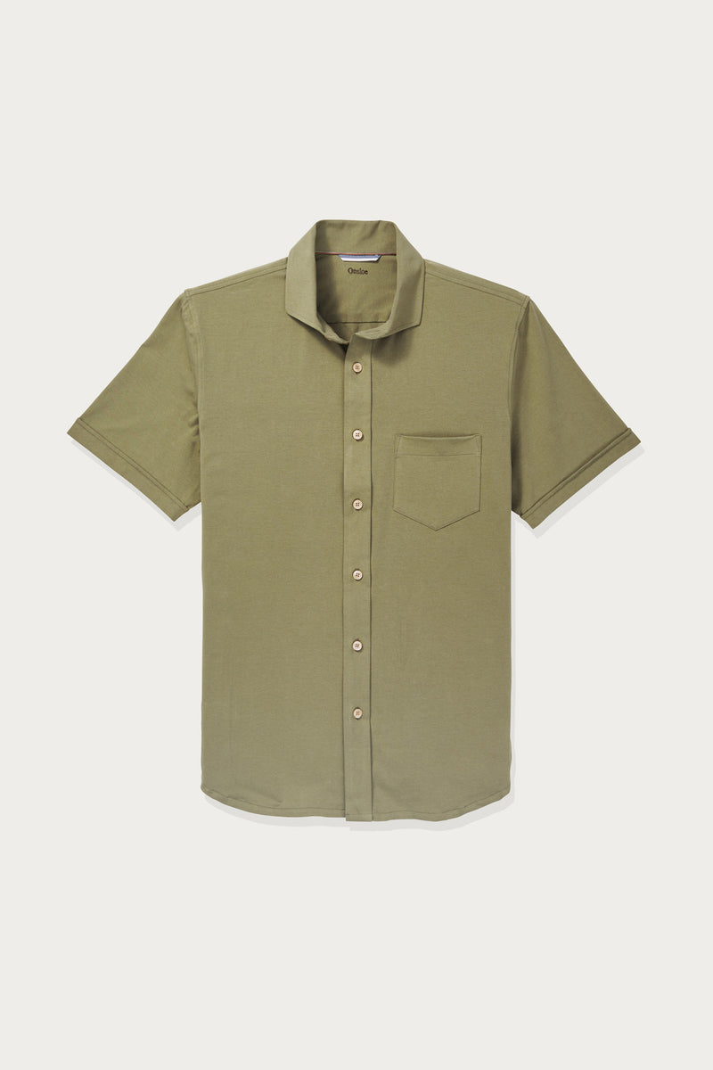 Grant Short Sleeve Jersey Polo in Olive